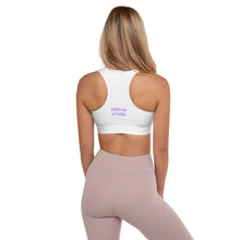 Load image into Gallery viewer, TRISTAN SPARKS &#39;PURP&#39; Padded Sports Bra White
