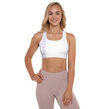 Load image into Gallery viewer, TRISTAN SPARKS &#39;PURP&#39; Padded Sports Bra White
