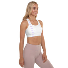 Cargar imagen en el visor de la galería, TRISTAN SPARKS &#39;PURP&#39; Padded Sports Bra White
