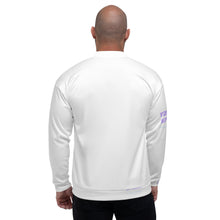 Load image into Gallery viewer, TRISTAN SPARKS &#39;PURP&#39; Unisex Bomber Jacket White
